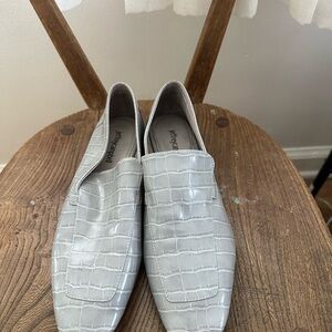 Jeffrey Campbell Light Gray Croc-Embossed Loafers